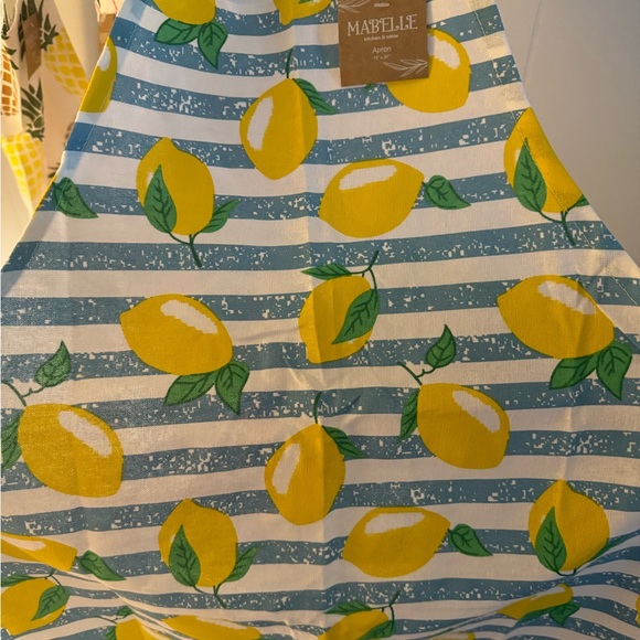 Other - Lemon Print Apron with Blue Stripes